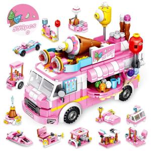 Kit de Construção Caminhão de Sorvete Patrulha Canina 553 Peças para Crianças de 6 a 12 anos, VATOS VL 633047, Rosa