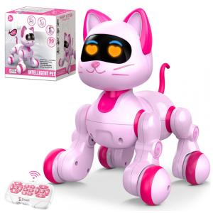 Robô Gato Interativo Rosa – Toy‑Robotics, Controle Remoto, Dança, Música e Programação para Crianças