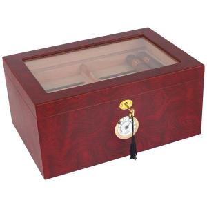 Umidor Mantello Cigars Large Glasstop para Charutos com Capacidade de até 100 Charutos, Higrômetro e Bandeja de Cedro Removível