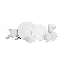 Aparelho de Jantar Everyday White Nevaeh Fluted 16 Peças Bone China Branco Serviço para 4