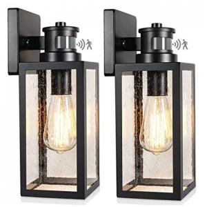 Lakume Arandela Luminária Moderna Externa de Parede à prova dágua com Sensor, Base E26, 2 Unidades, LAKUMU B05023PG2PK, Preto