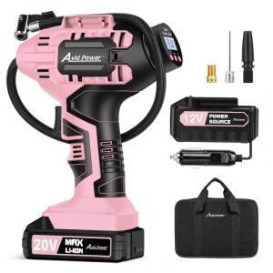 Compressor de Ar Portátil 100 PSI Recarregável com Tela LED e Bateria de Íon de Lítio, 20V, Avid Power AVC115DB, Rosa