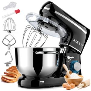 Batedeira de 6 velocidades com cabeça inclinada para alimentos, preto, KUCCU SM 1504X Black 1, Preto