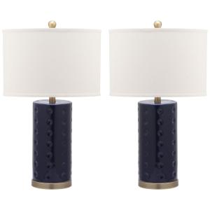 Abajur Luminária de Mesa em Cerâmica, Estilo Moderno com 66 cm de Altura para Quarto, Sala de Estar e Escritório, 2 Un, 110V 100W, Safavieh