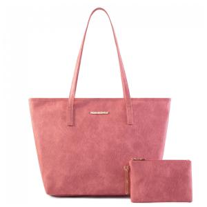 Bolsa de Ombro Feminina em Couro Sintético com Carteira, Montana, Rosa