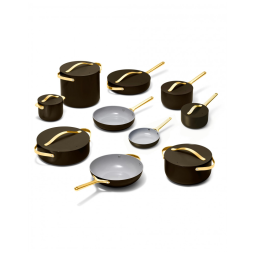 Conjunto de Panelas Cerâmicas Caraway Preto Antiaderente sem PTFE/PFAS 24 Peças com Organizadores