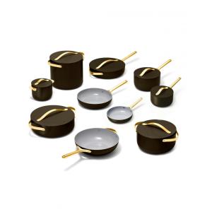 Conjunto de Panelas Cerâmicas Caraway Preto Antiaderente sem PTFE/PFAS 24 Peças com Organizadores