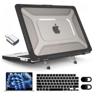 Capa Rígida Antichoque Preta para MacBook Air 15″ (2023–2025, Modelos A3241/A3114/A2941, M2/M3/M4) – MEEgoodo