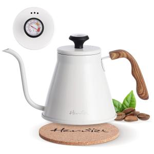 Gooseneck Chaleira de Água 1.1L com Termômetro e Cabo Anti Calor, Aço Inox, Branca, HARRIET, Branco