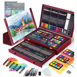 Lápis de Cor Profissional 145Pcs, Tinta, Aquarela, Giz de Cera, COOL BANK