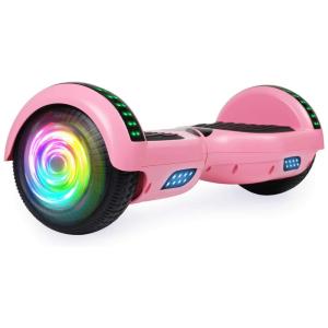 Hoverboard Auto Balanceante SISIGAD 6,5" H4 Rosa com Alto-falante Bluetooth e Rodas LED Coloridas para Crianças de 6 a 12 Anos
