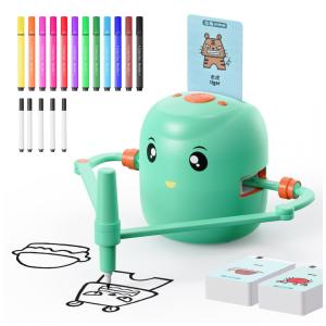 Robô de Desenho Interativo Educativo para Crianças - Brinquedo de Aprendizado Montessori com 100 Cartões de Palavras
