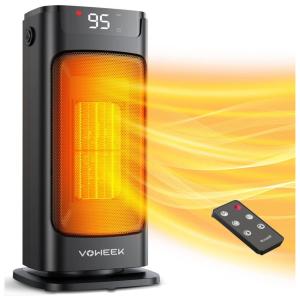 Aquecedor Elétrico com Controle Remoto e Termostato, 1500W, 110v, VOWEEK YBH680, Preto