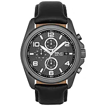 Relógio Masculino Analógico Quartzo de Couro, RELIC BY FOSSIL ZR15795, Preto