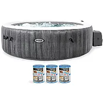 Spa Inflável Hidromassagem para 6 Pessoas com 6 Refis de Filtro, Intex PureSpa Greywood, Cinza