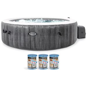 Spa Inflável Hidromassagem para 6 Pessoas com 6 Refis de Filtro, Intex PureSpa Greywood, Cinza