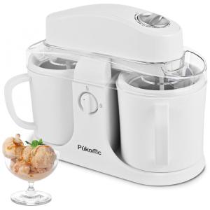 Máquina de Sorvete Pukomc SU-591, Branco, 2 Tigelas Congeláveis, Tanque de Ingredientes, Operação Simples, 0,85 L
