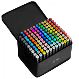 Conjunto de Canetas Artisticas 120 Cores á Base de Álcool e Ponta Dupla Perfeito para Crianças, Estudantes e Adultos, ZECHOMA
