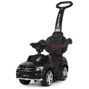 Carrinho de Passeio Infantil 4 em 1 com Alça e Movido a Bateria para Crianças de 1 a 3 Anos, Best Ride Mercedes, Preto