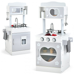 Cozinha de Brinquedo Realista em Madeira para Crianças de 3 a 8 Anos, HONEY JOY, Branca