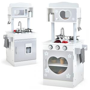 Cozinha de Brinquedo Realista em Madeira para Crianças de 3 a 8 Anos, HONEY JOY, Branca