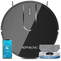 Robô Aspirador ROPVACNIC S1 2em1 com Mop 5200Pa Preto Inteligente App Alexa 120min