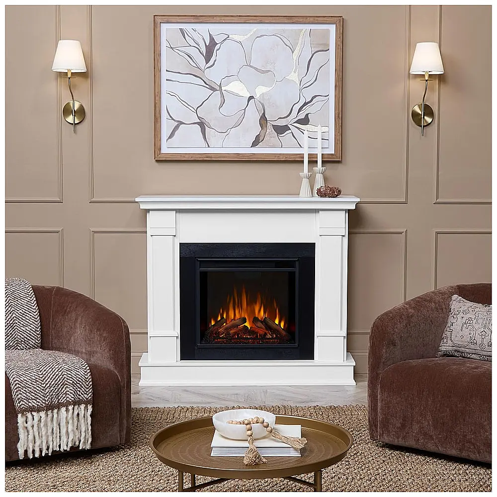 Lareira Elétrica Real Flame 122x104cm 1500W Chamas LED Móvel Branca 110V — foto 3