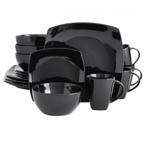 Aparelho de Jantar com 16 Peças em Cerâmica, Serve 4 Pessoas, Gibson Elite Soho, Preto