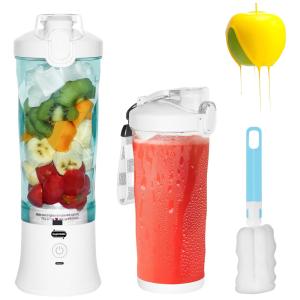 Liquidificador Portátil 590mL com USB Recarregável e 6 Lâminas Ultra Afiadas, 240W, Supkitdin, Branco