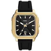 Relógio Masculino Analógico de Quartzo com Pulseira de Silicone, Fossil FS5981, Dourado e Preto