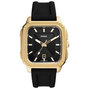 Relógio Masculino Analógico de Quartzo com Pulseira de Silicone, Fossil FS5981, Dourado e Preto