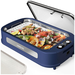 Churrasqueira Elétrica Grill com Controle de Temperatura Digital, 1500W, 110v, GREECHO SG01, Azul