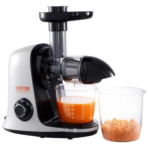 Centrifuga de Frutas de Prensa Fria com Função Reversa, Motor Silencioso e Escova para Limpeza, 110V 150W, VEVOR, Cinza e Preto