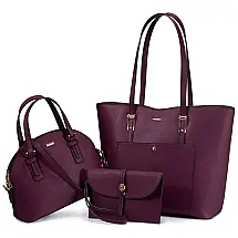 Conjunto de Bolsas Femininas em Couro Sintético Casual, 3 Unidades, Roxa, LOVEVOOK, Violeta