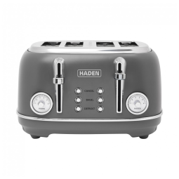 Torradeira HADEN Chelsea inox 4 fatias cinza e cromada com fenda larga e 6 níveis de tostagem 1500W 110V