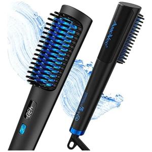 Escova Alisadora Elétrica com 5 Configurações de Temperatura e Aquece em 15S, Bivolt, AMOVEE, Preto