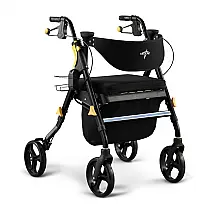 Andador Adulto Idoso com Apoio de Braço, Assento Acolchoado e Cesto, Suporta até 136 kg, MEDLINE MDS86845BLKM, Preto