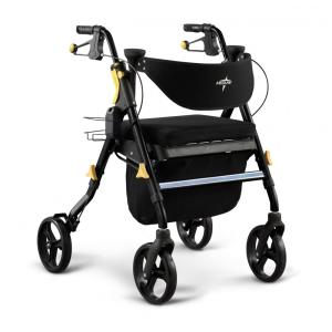 Andador Adulto Idoso com Apoio de Braço, Assento Acolchoado e Cesto, Suporta até 136 kg, MEDLINE MDS86845BLKM, Preto