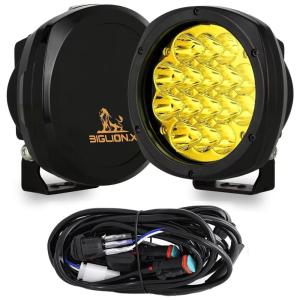 Farol de Milha LED Offroad com 18800 Lúmens e Luz Amarela 30V, 160W, 2Un, BIGLIONX, Preto
