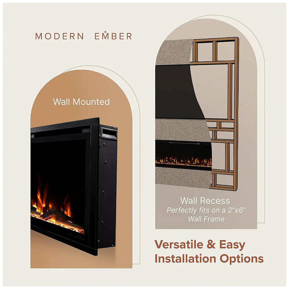Lareira Elétrica Modern Ember 107x45cm 1470W WiFi Alexa LED Embutir 110V — foto 3