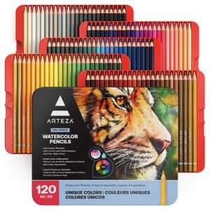 Kit Lápis de Cor Profissional com Estojo 120 Peças e Tons Variados Brilhantes, ARTEZA