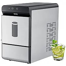 Máquina de Gelo até 16 kg em 24H Portátil com Autolimpeza, 110V 170W, VEVOR, Prata