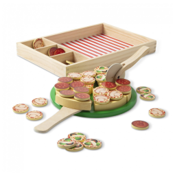 Kit Pizzaria Infantil de Madeira com 36 Coberturas e Cortador para Crianças Acima de 3 Anos, Melissa & Doug