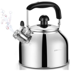 Chaleira de Chá AMFOCUS 3 Litros em Aço Inoxidável com Apito e Alça Ergonómica, Prata