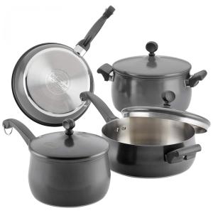 Conjunto de Panelas em Aço Inoxidável, 10 Peças, FARBERWARE 70017, Cinza