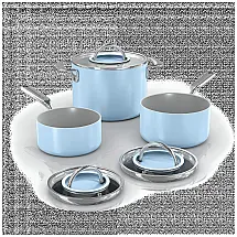 NeverQuit 6-Piece Ceramic Saucepan Cookware Set in Blue