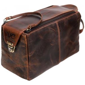 Necessaire Masculina de Couro, VC VINTAGE COUTURE, Marrom