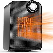 Aquecedor elétrico 1500W com termostato ajustável. Ideal para salas pequenas