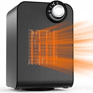 Aquecedor elétrico 1500W com termostato ajustável. Ideal para salas pequenas