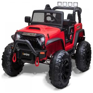 Carro, Carrinho Elétrico, 2 assentos, à bateria 12V, com controle remoto, USB, Vel 5 km por hora, Idade 4 a 8 anos, UENJOY, Vermelho